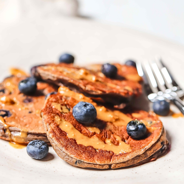 High Protein Blueberry Pancakes